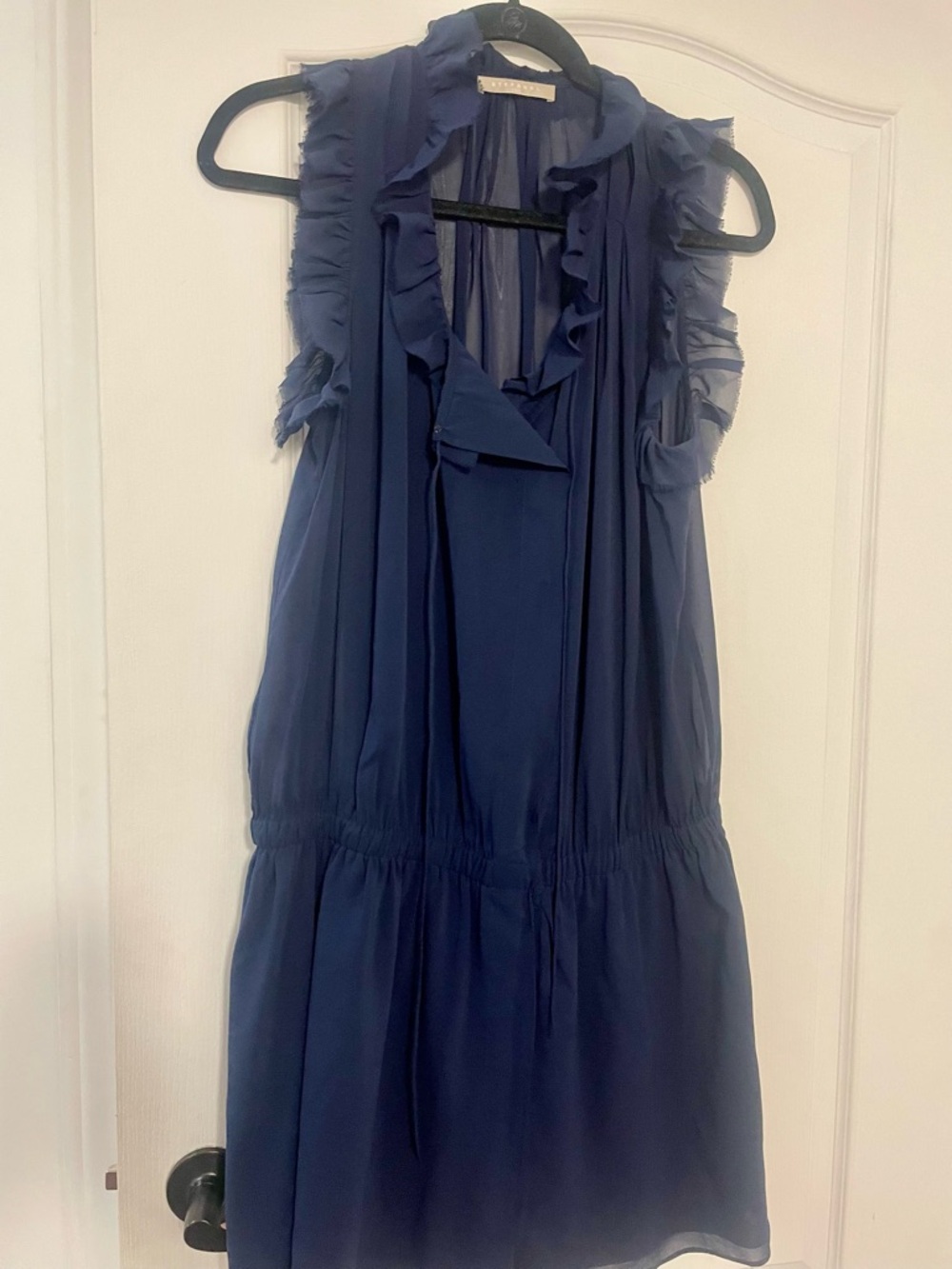 Stefanel Navy Blue Ruffled Sleeveless Romper